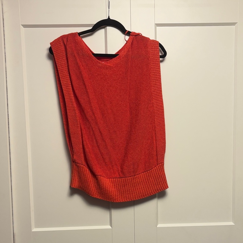 Women's Orange Sleeveless Sweater Top